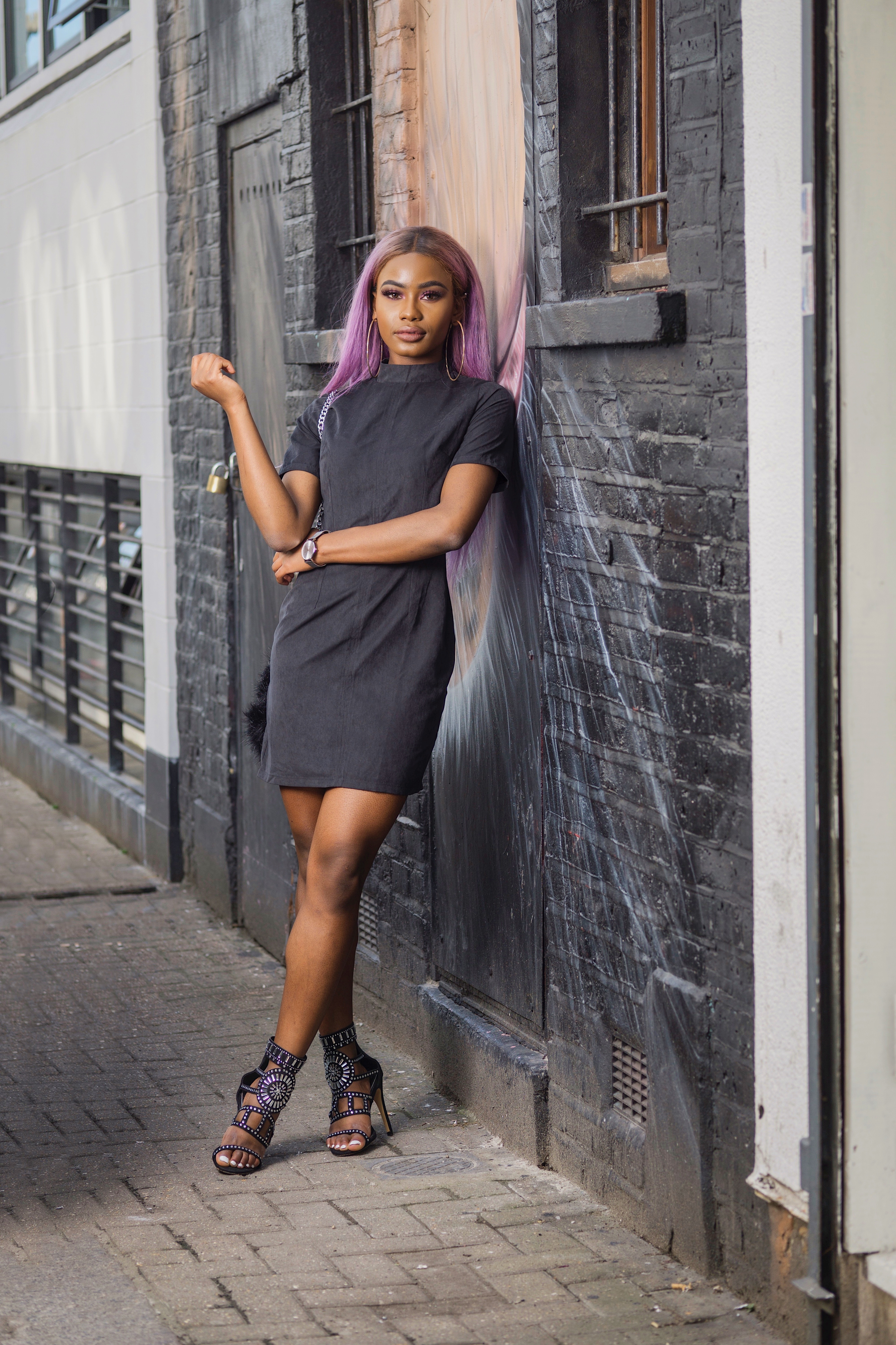 Billykiss Azeez. Your Favourite Muse. Fashion Irish British Blogger. African Blogger. SS18. MadamRage. Purple Hair. Little Black Dress.