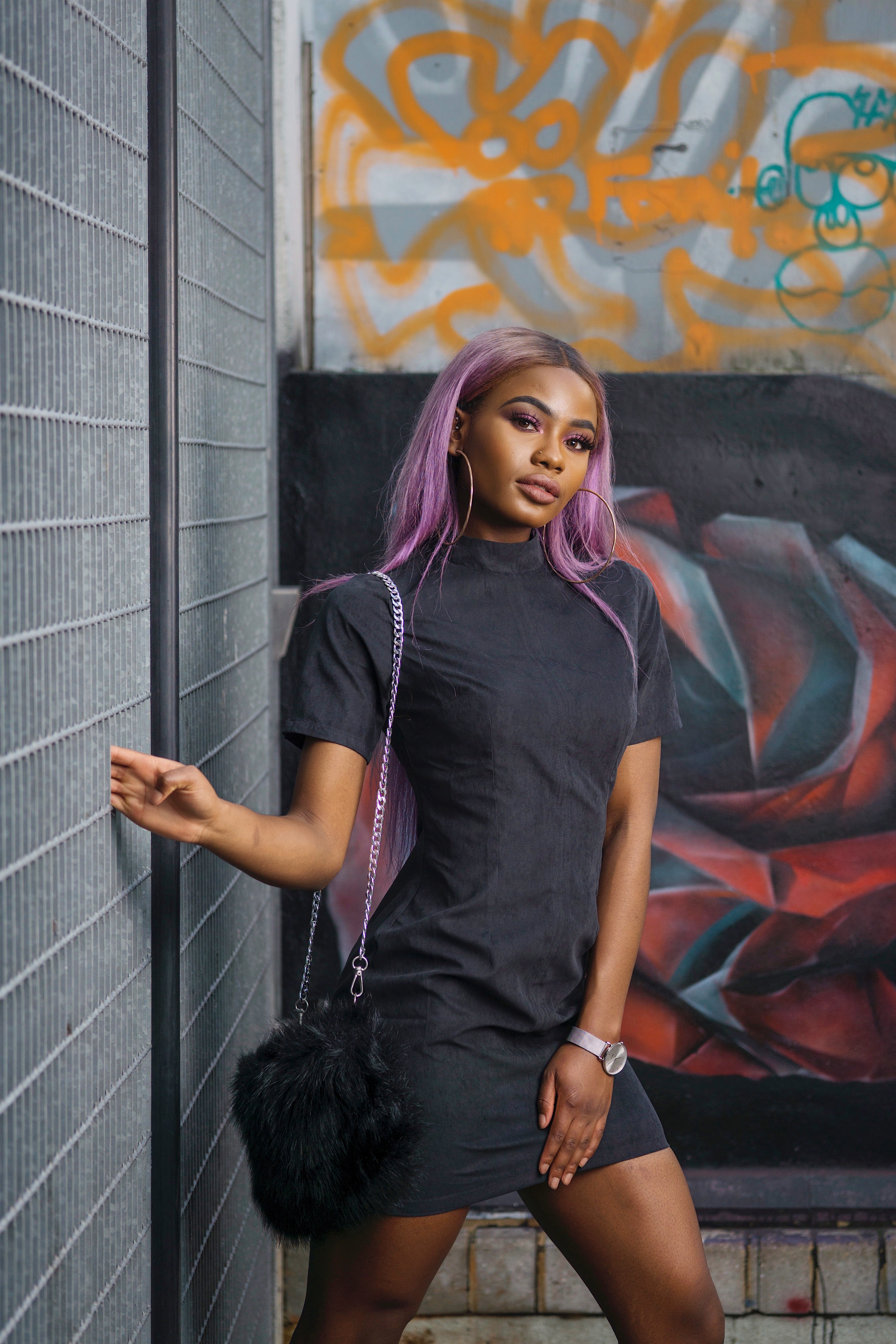 Billykiss Azeez. Your Favourite Muse. Fashion Irish British Blogger. African Blogger. SS18. MadamRage. Purple Hair. Little Black Dress.